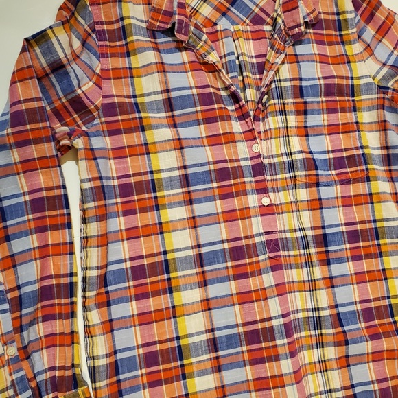 J. Crew  bright rainbow multi color plaid button down size mens S - Picture 7 of 12